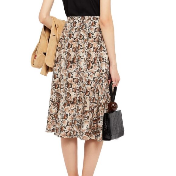 ALTUZARRA Snake Print 100% Silk Crepe De Chine Midi Slip Skirt - Picture 4 of 9